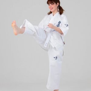 Traditional White Uniform with Blue Embroidery