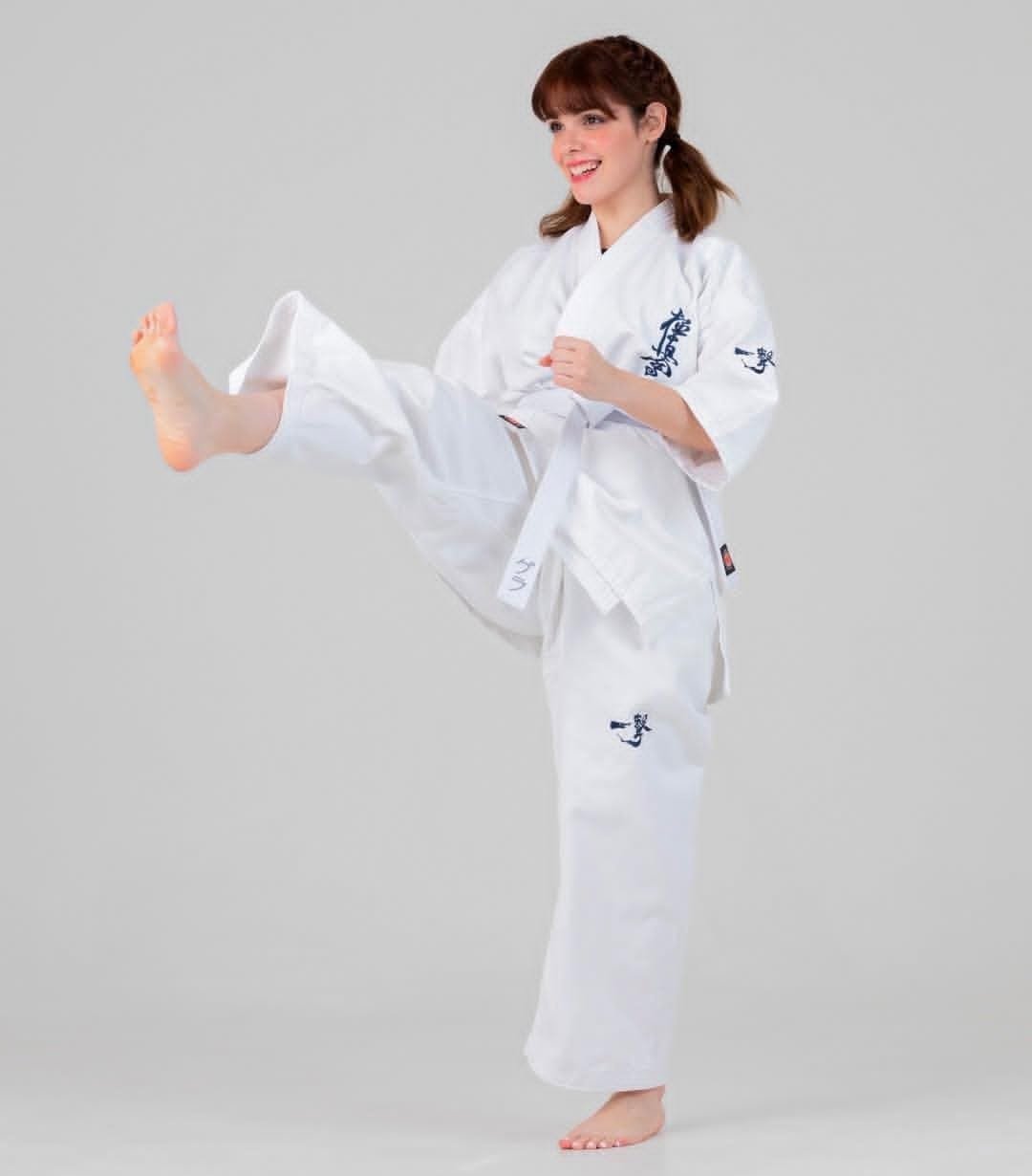 Traditional White Uniform with Blue Embroidery